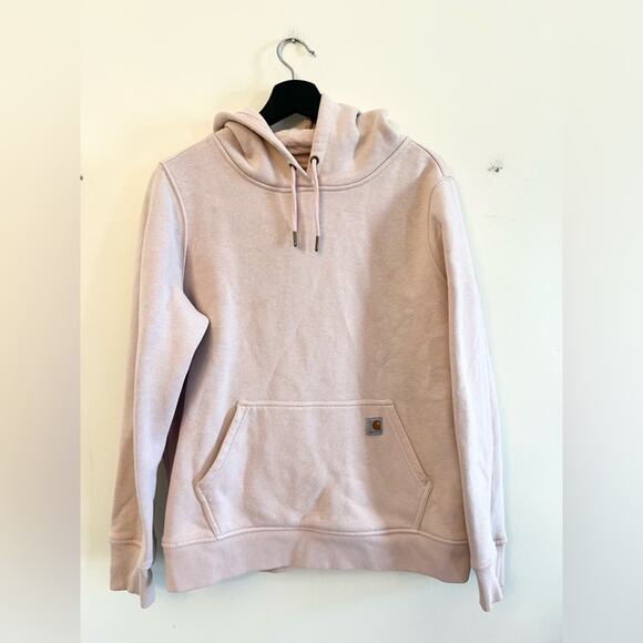 Carhartt relaxed fit Mid weight hoodie pullover pale pink pocket front casual L - Picture 1 of 8